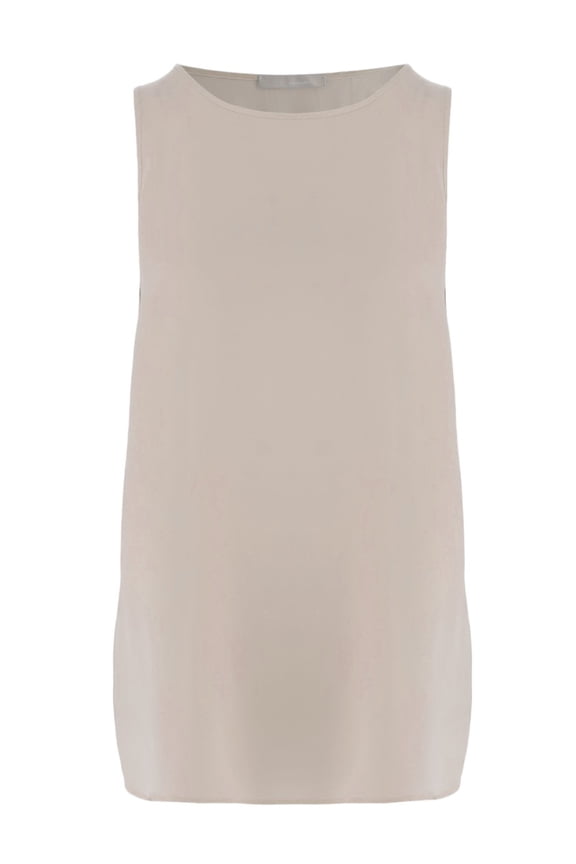 Allude Stretch Silk Sleeveless Top With Round Neckline (Women's)