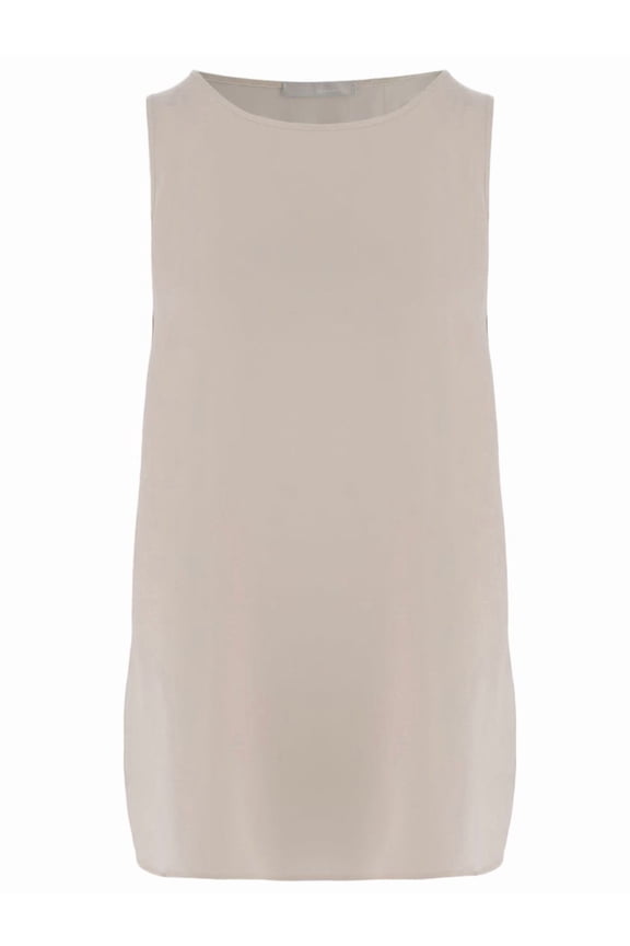 Allude Stretch Silk Sleeveless Top With Round Neckline (Women's)