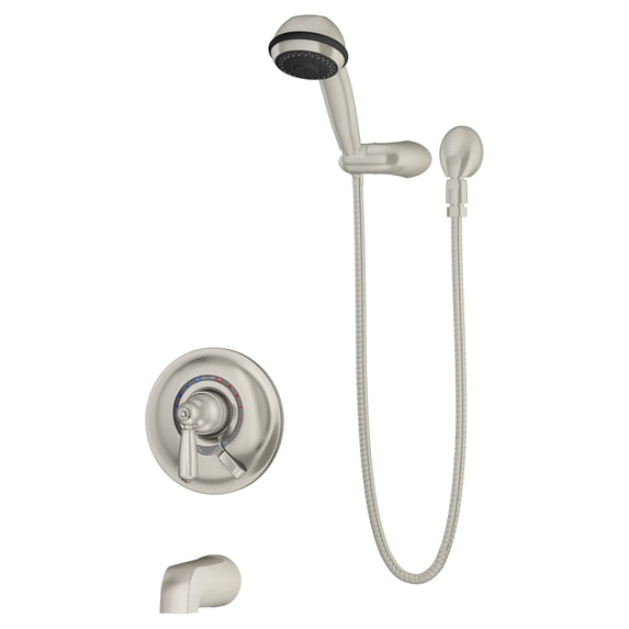 Allura Single Handle 3-Spray Tub and Hand Shower Trim with Secondary Volume Control in Satin Nickel - 1.5 GPM (Valve Not Included)