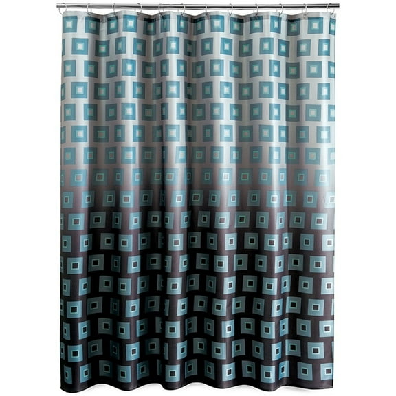 Allure Boxed Ombre Fabric Shower Curtain, Teal & Gray Block Bath Decor