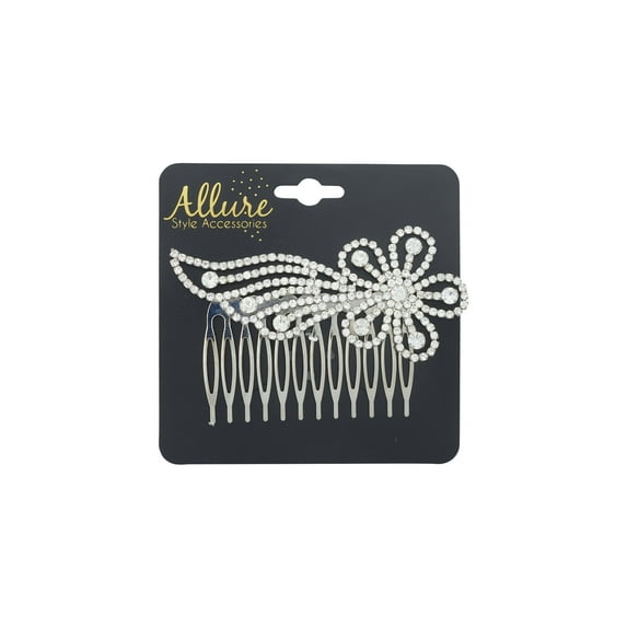 Allure Fancy Rhinestone Side Comb - Flower