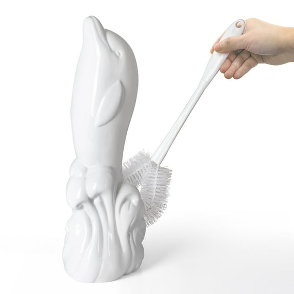 Allure Home Creation Dolphin Toilet Brush Holder and Brush Set - Toilet BrushHolder & Brush