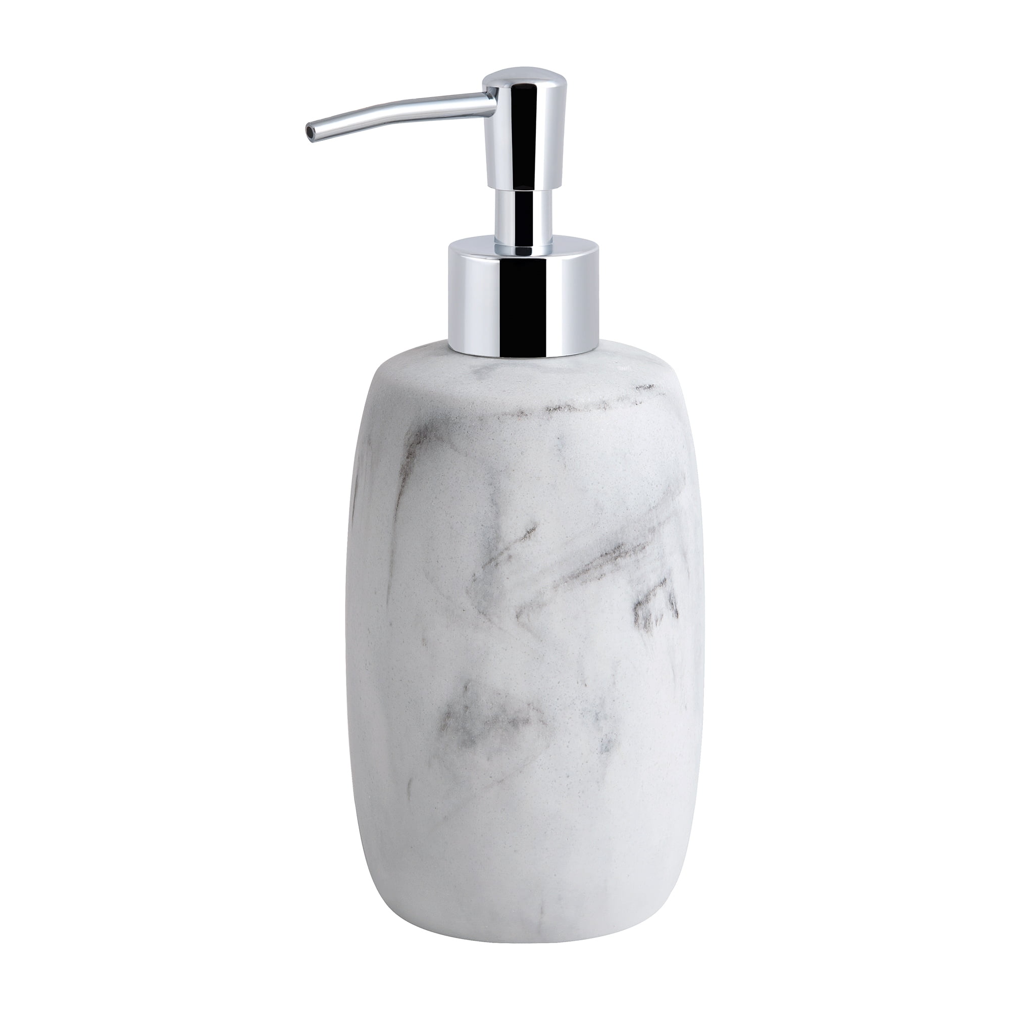 White Marble Resin Lotion Soap Dispenser with Chrome Pump