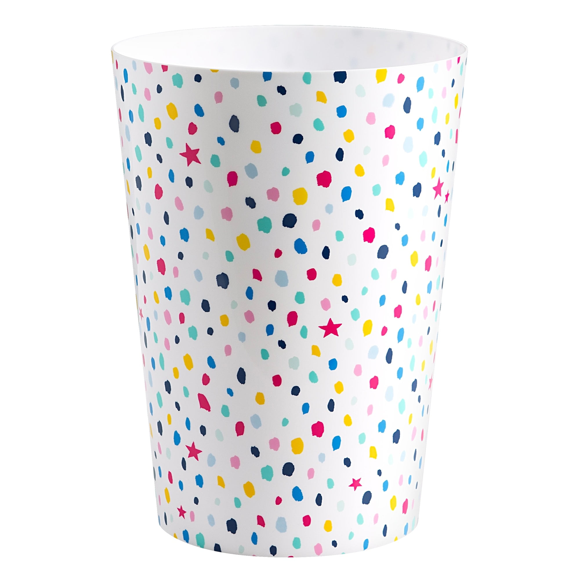 White Plastic Confetti Dot Kids' Wastebasket