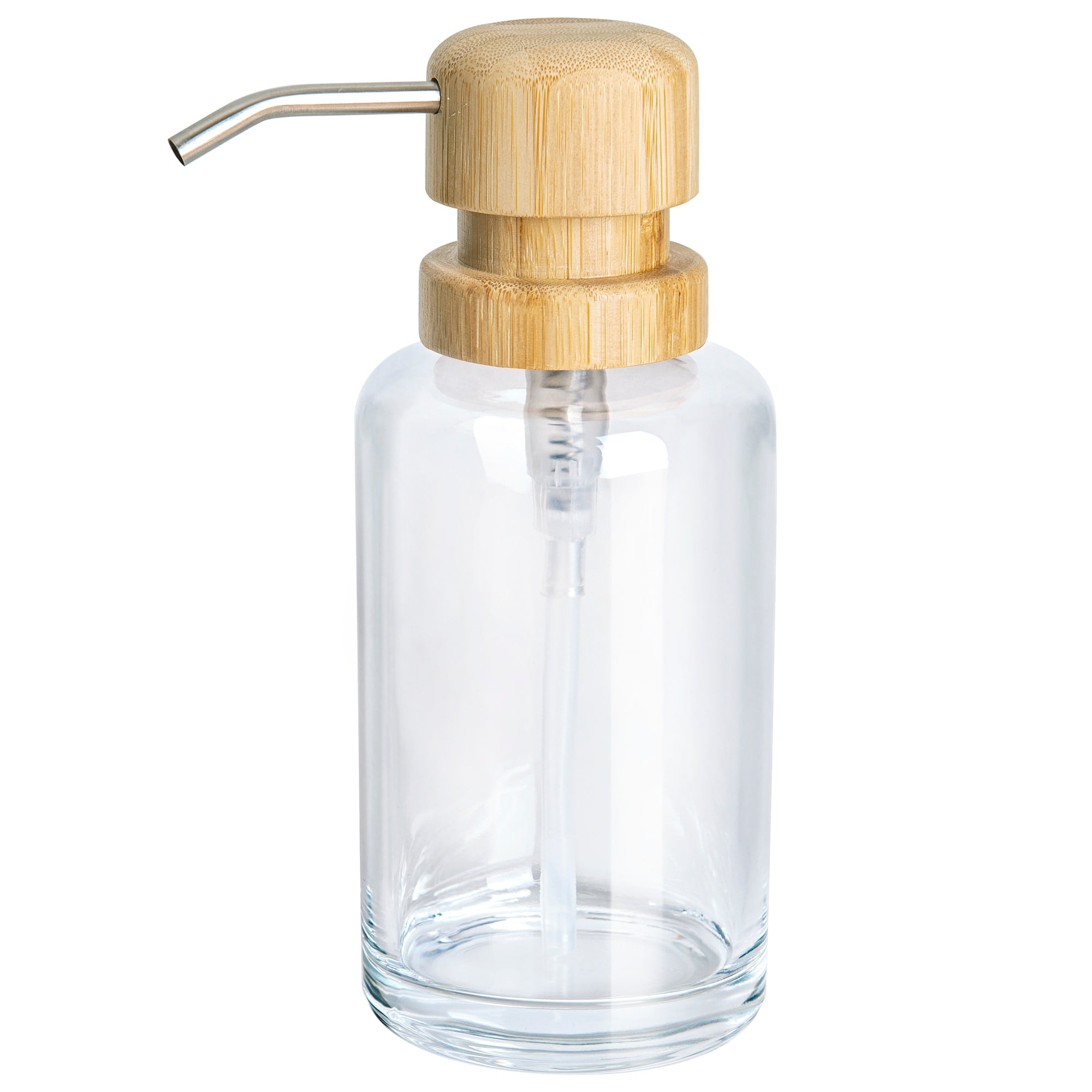 Clear Glass and Bamboo Soap Lotion Dispenser