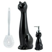 Allure Home Creations Cat Bowl Brush Holder/Lotion Pump Set Black - 2 Piece Set