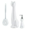 3-Piece Ceramic Cat Bathroom Set with Plastic Brush and Soap Dispenser ...