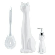 Allure Home Creations Cat Bowl Brush Holder/Lotion Pump Set White - 2 Piece Set