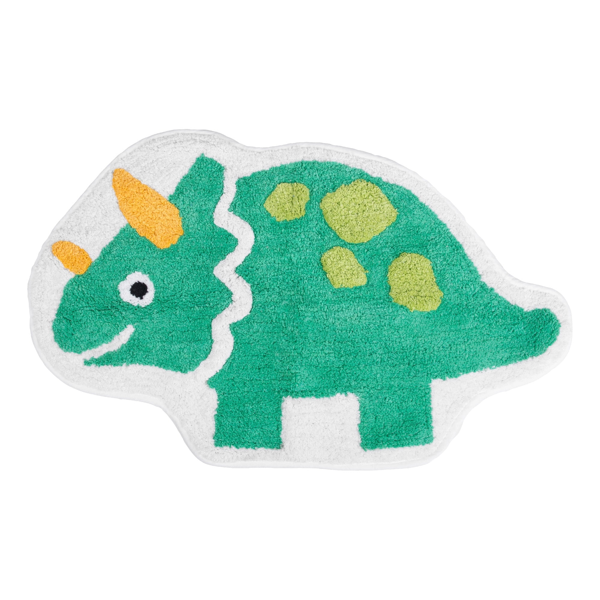 Green Dinosaur Shaped Cotton Bath Rug with Latex Backing