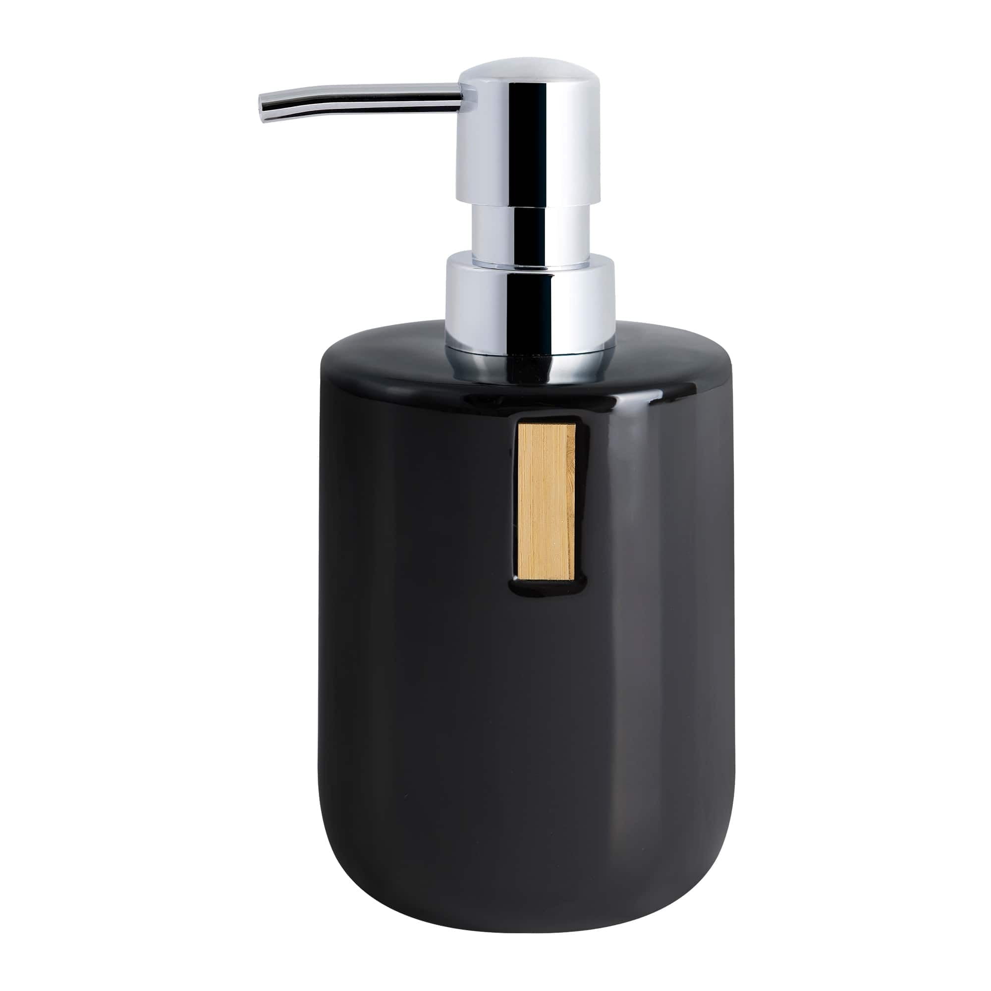 Black Ceramic and Bamboo Soap Lotion Dispenser