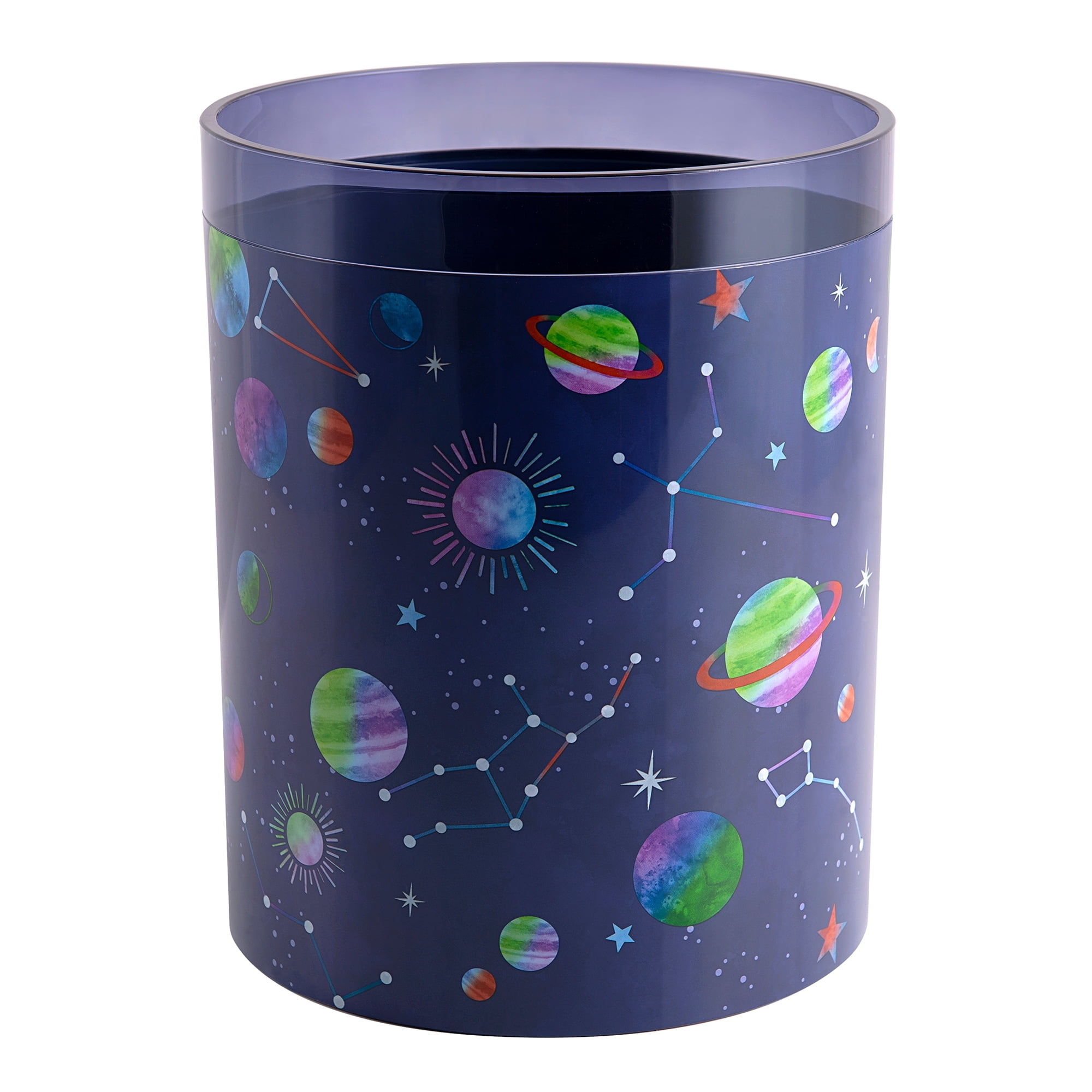 Starry Night Blue Plastic Kids' Wastebasket