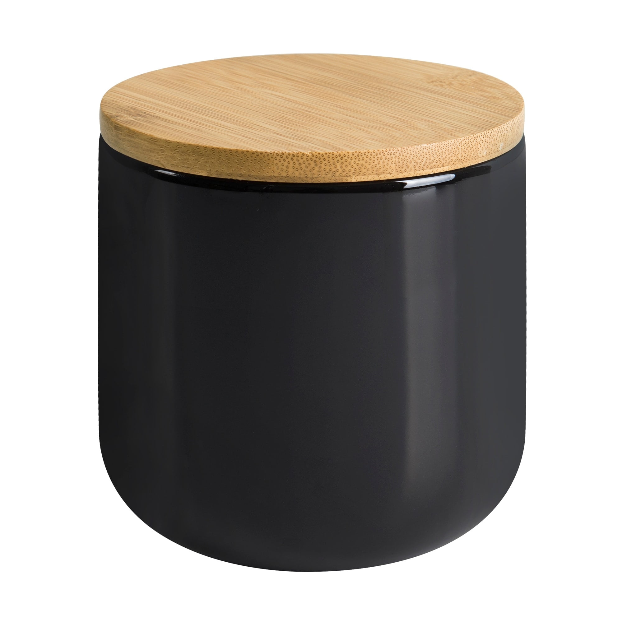 Black Ceramic Bathroom Storage Jar with Bamboo Lid