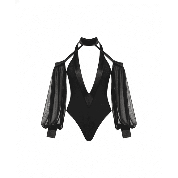 Allure Lingerie Adore A1018 Women's Heavenly Bodysuit with Plunging V Neck Sleeveles, Lingerie