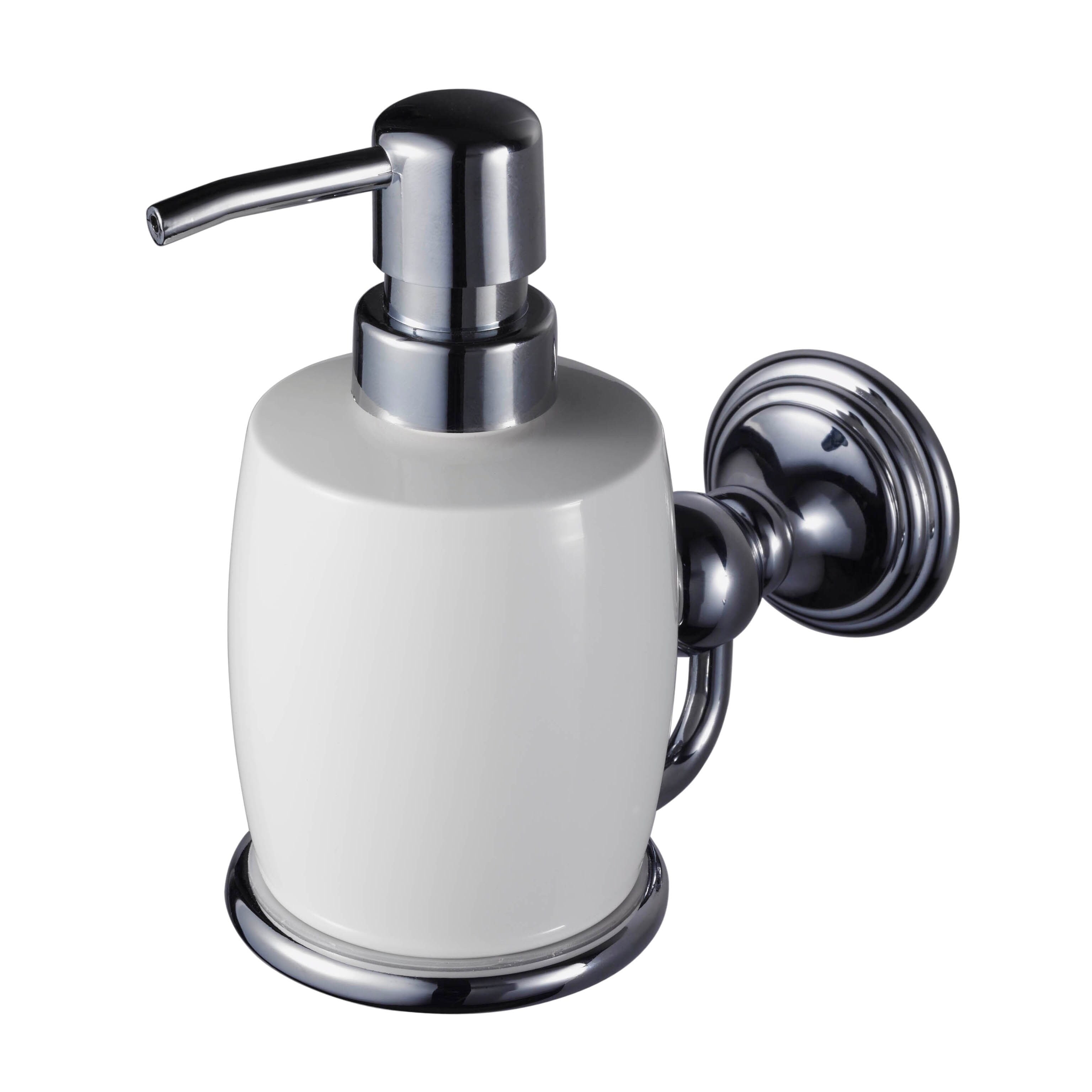 Allure White Ceramic and Chrome Wall-Mounted Soap Dispenser