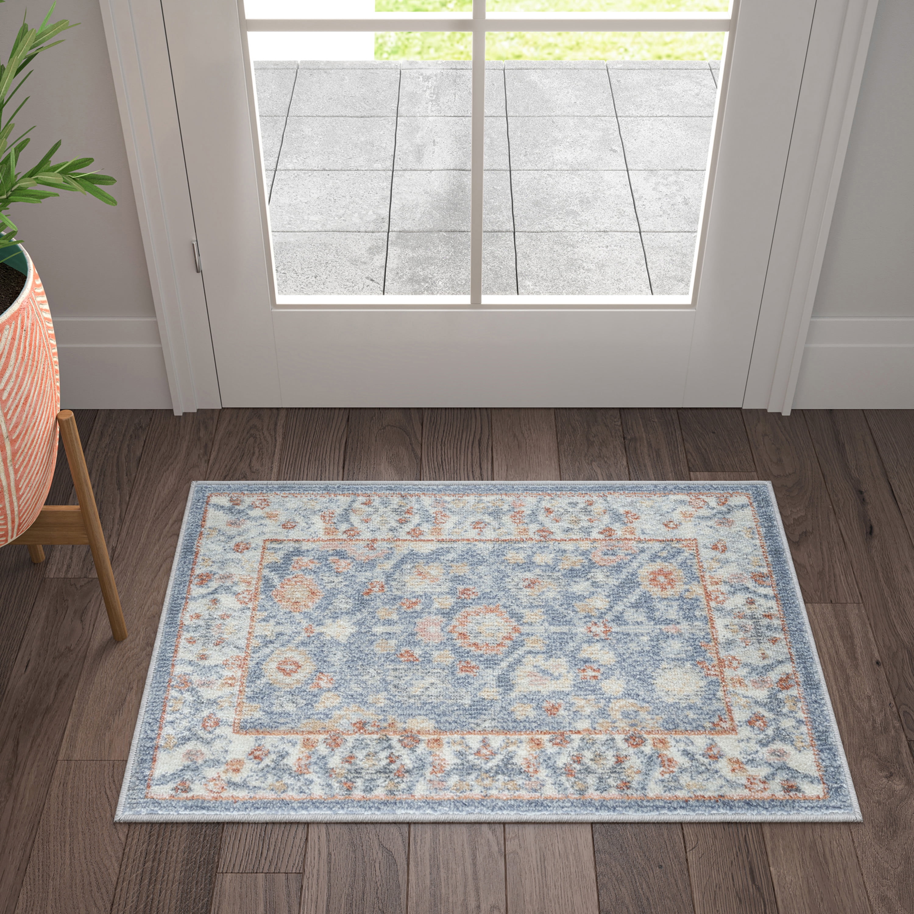 Allure Traditional 2' x 3' Navy and Rust Polypropylene Indoor Area Rug