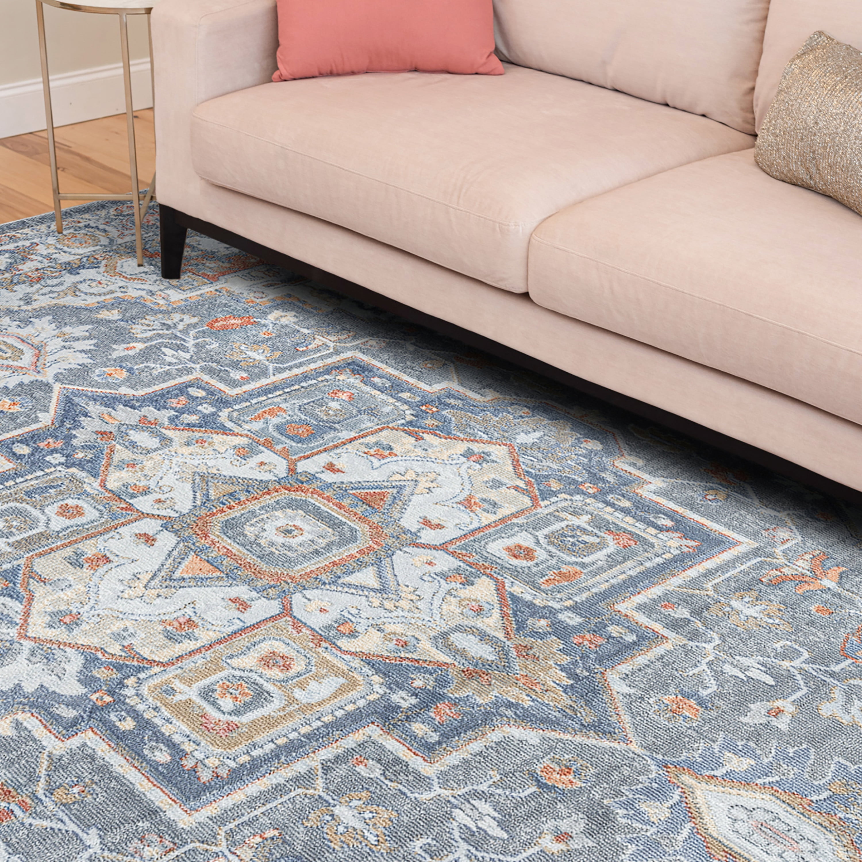 Allure Traditional 5' x 7' Charcoal and Navy Polypropylene Indoor Area Rug