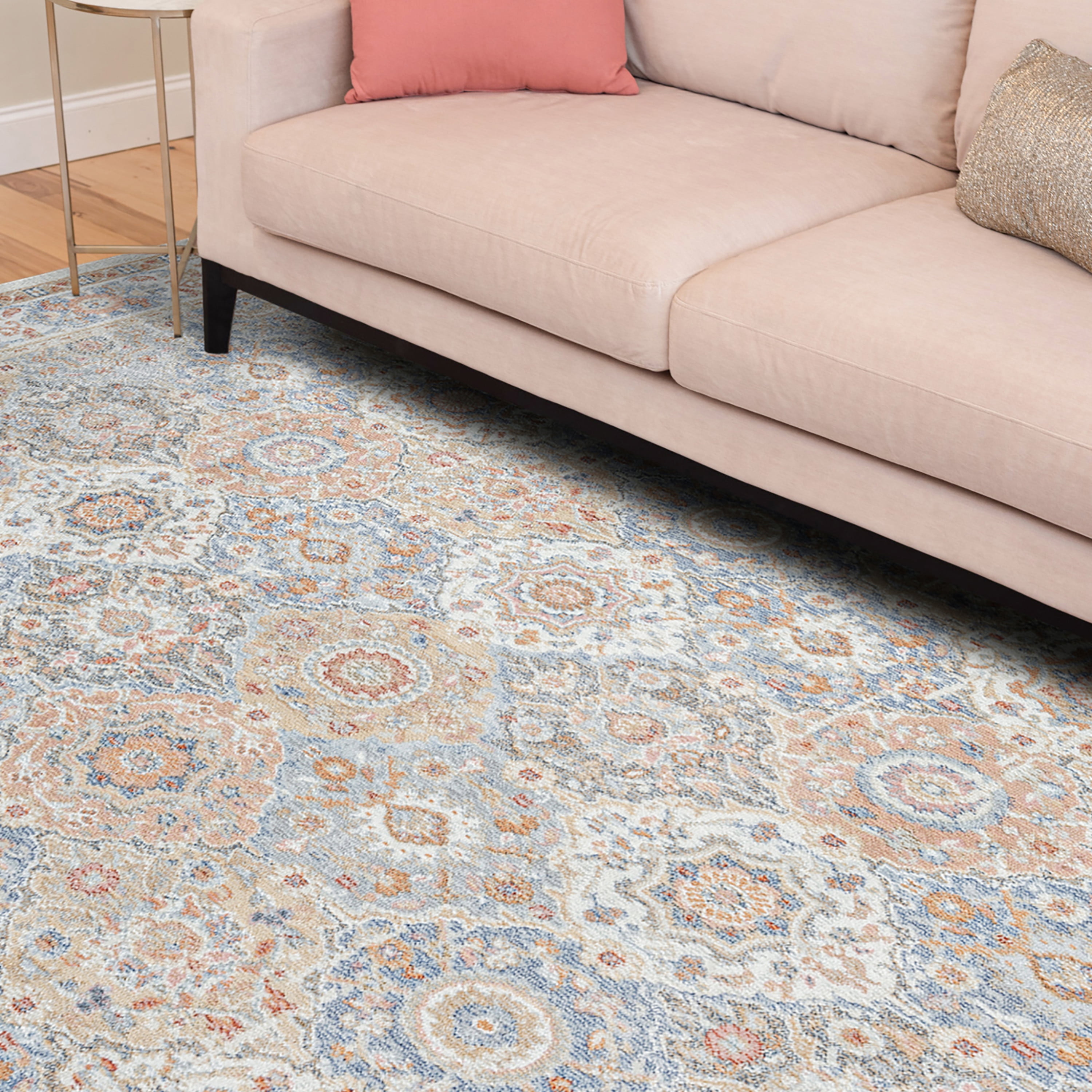 Allure Traditional 5' x 7' Cream and Gray Polypropylene Indoor Area Rug