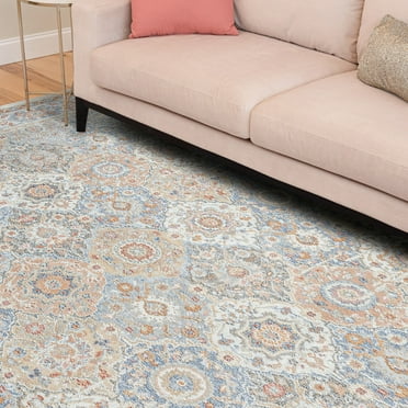 Allure Traditional 5' x 7' Cream and Gray Polypropylene Indoor Area Rug