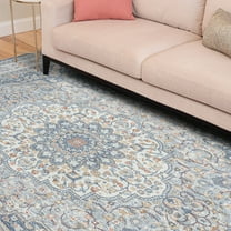 Allure Traditional 5' x 7' Navy and Gray Polypropylene Indoor Area Rug