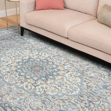 Allure Traditional 5' x 7' Navy and Gray Polypropylene Indoor Area Rug