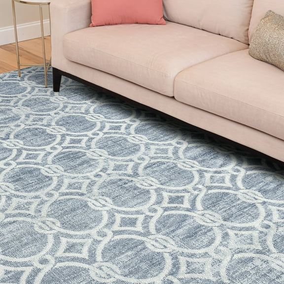 Allure Transitional 8' x 10' Navy and Cream Polypropylene Indoor Area Rug