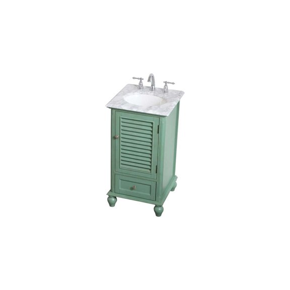 Allure Vanity - Mint Bathroom Sink Cabinet - 16" Wide - Soft Close - Carrara Marble Top