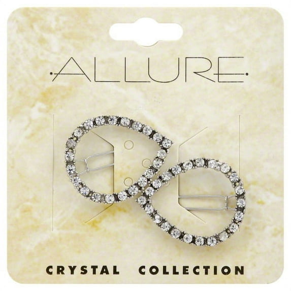 Allure Wire Back Rhinestone Barrettes - Silver