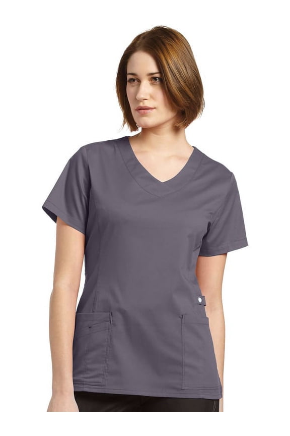 Allure by White Cross Women's Curved V-Neck Solid Scrub Top