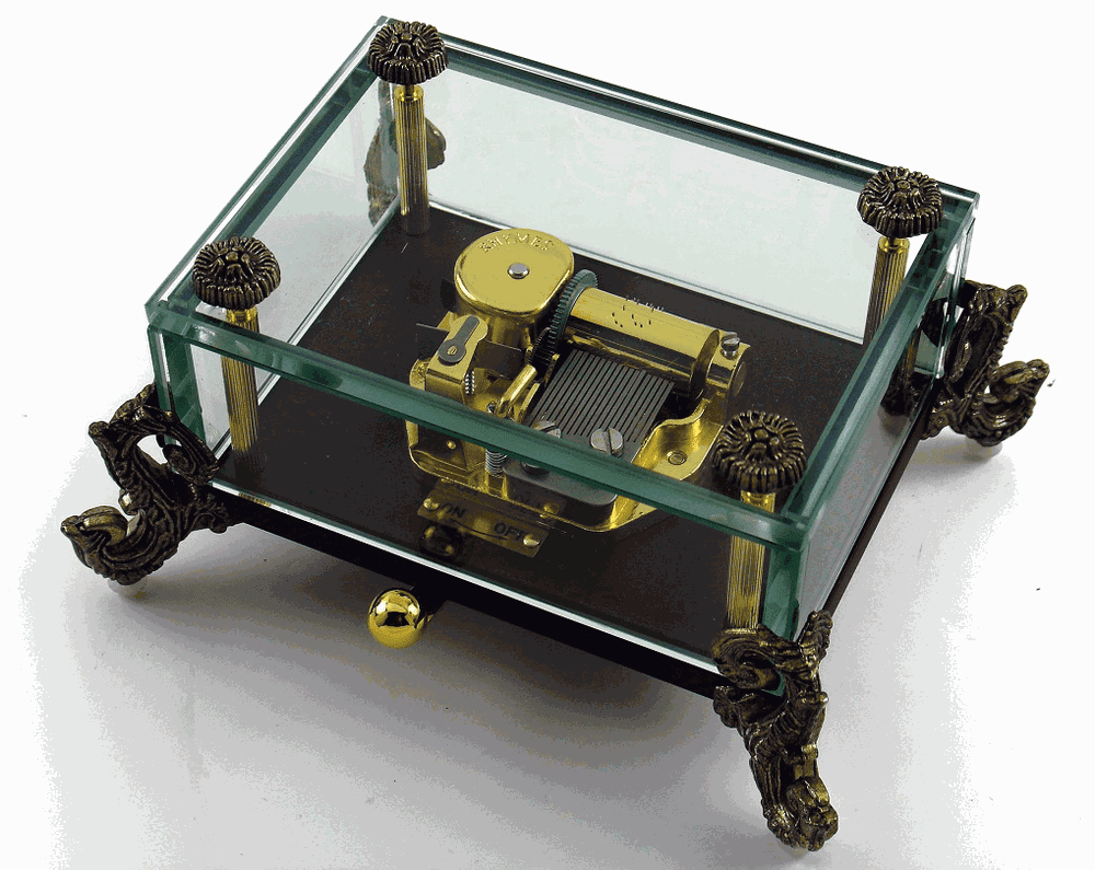 Alluring 18 Note Crystal Music Box With Detailed Dragon Feet, Music ...
