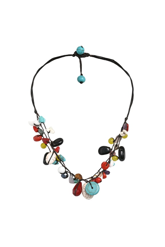 Alluring 3 Strands Multi-Stone Turquoise Quartz Necklace