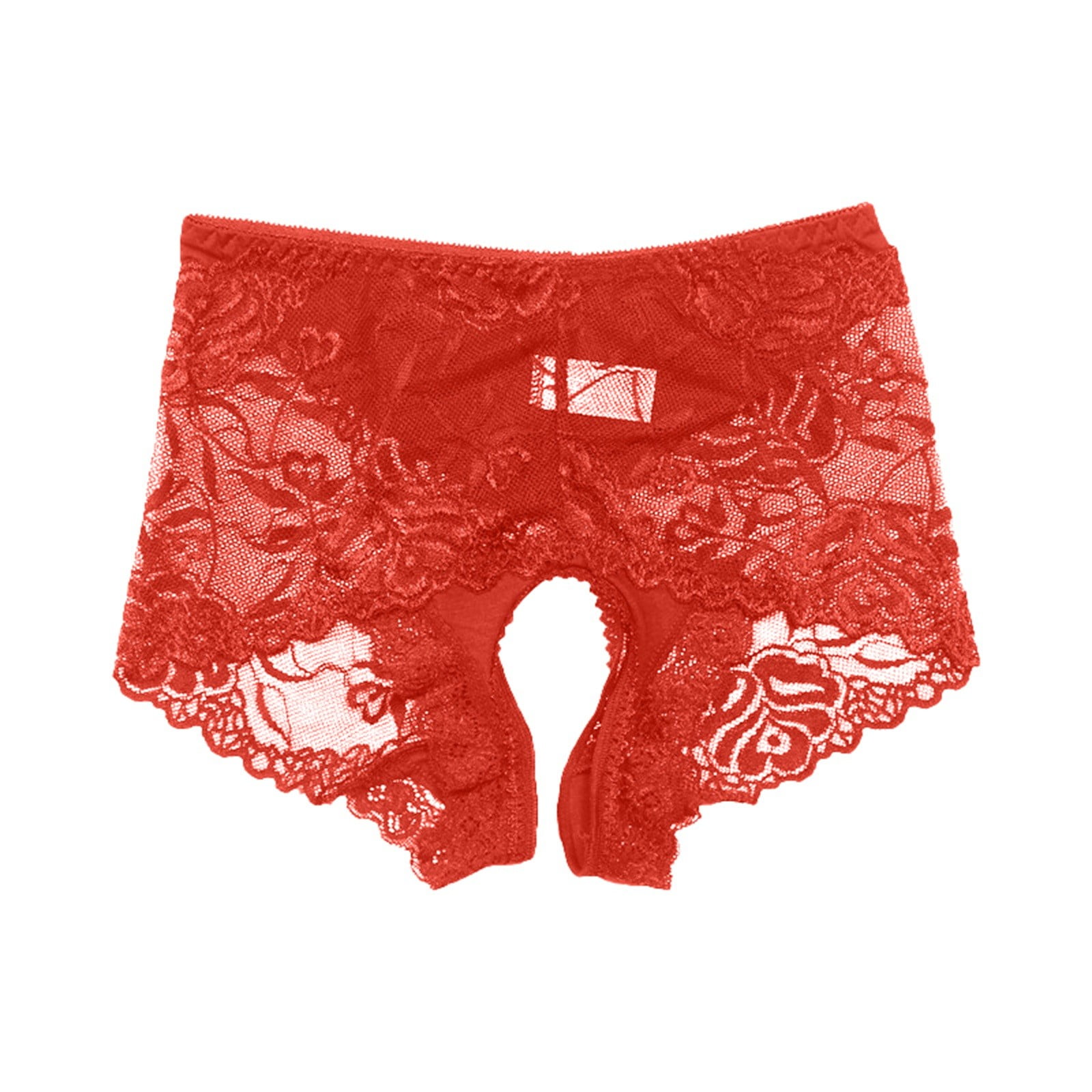 Alluring And Transparent Lace Embroidered Open Back Briefs For Wear