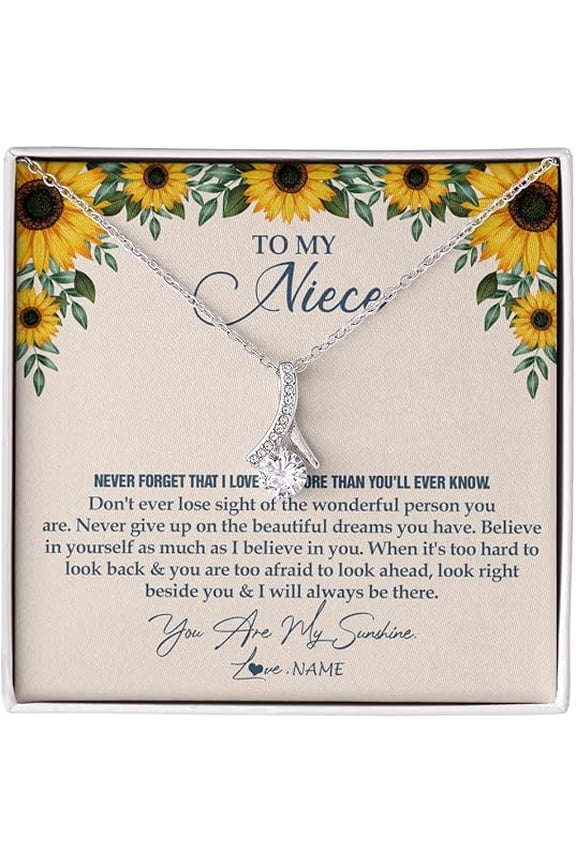 Alluring Beauty Necklace, Auntie Uncle Not Even Time Floral Niece Birthday Graduation Christmas with Customized Message Card and Gift Box, Necklace To My Niece Necklace From Aunt