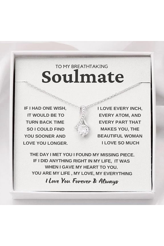 Alluring Beauty Necklace Gift for Soulmate, 1st Anniversary Gift, Soulmate Necklace Gifts Valentines Day Gift for Wife/Girlfriend, Birthday Gift for Girlfriend