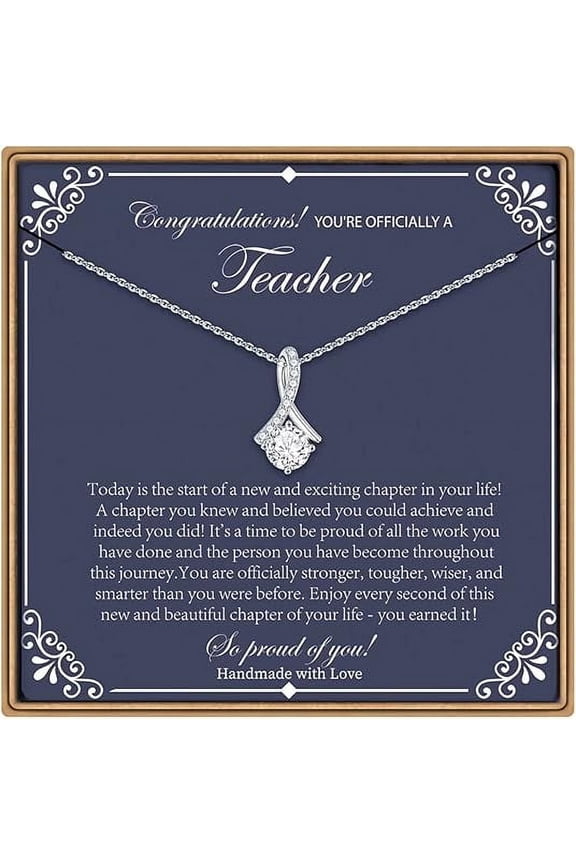 Alluring Beauty Necklace with Message Card and Gift Box, Graduation Gifts for Future Teacher, College Graduation Gift for Daughter Dad, Graduation Gifts for Daughter from Mom and Dad