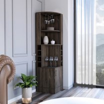 Alluring Dark Walnut Corner Cabinet With Two Doors Bar 46.46 In. Package Depth And 2
