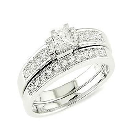 Alluring Diamond Bridal Ring Set 0.62 Carat Princess Cut Diamond on 10k Gold