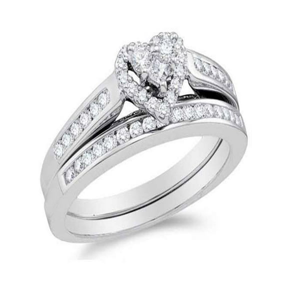 Alluring Heart Ring Halo Cheap Diamond Wedding Ring Set 1 Carat Round Cut Diamond on Gold