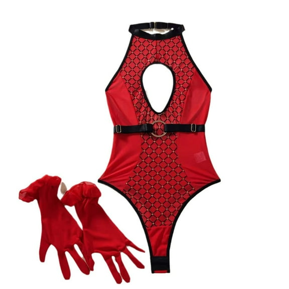 Alluring Lace Bodysuit for Women Elegant Valentine's Day Sexy Lingerie with Embroidery Design