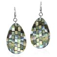 thumbnail image 1 of Alluring Mosaic Green Seashells Handcrafted Teardrop Dangle Earrings, 1 of 5