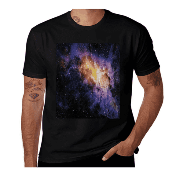 Alluring Nebula Stars-Galaxy-Purple-Yellow-Black Casual Streetwea Everyday Tshirt Comfortable Wear tee shirt