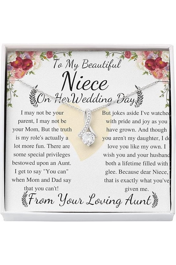 Alluring Necklace To My Beautiful Niece From Aunt on Her Wedding Day, keepsake gift with Personalized heart touching Message Card