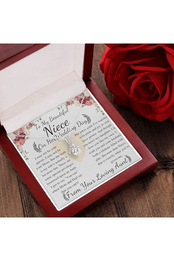 Alluring Necklace To My Beautiful Niece From Aunt on Her Wedding Day, keepsake gift with Personalized heart touching Message Card