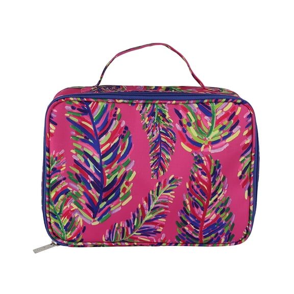 Alluring Pink Frond 10.5 x 7 Polyester Water Resistant Zippered Lunch Bag