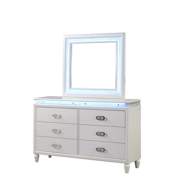 Alluring White Dresser With Built-in Led - Solid Wood Construction, Felt Line Drawers, And Dependable Metal Handle For A Bedroom Decor Project Milky Feature Design,