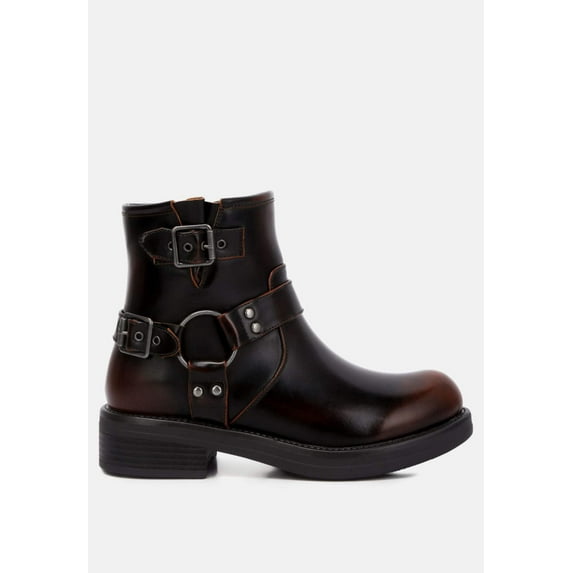 Allux Brushed Faux Leather Pin Buckle Boots