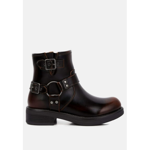 Allux Brushed Faux Leather Pin Buckle Boots