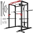 thumbnail image 1 of Forgemus Squat Rack for Home Gym,2000lbs Power Rack Squat Machine with LAT Pulldown and More Training Attachments,Weight Rack with Adjustable Pulley System for Full Body Workout,Black, 1 of 10