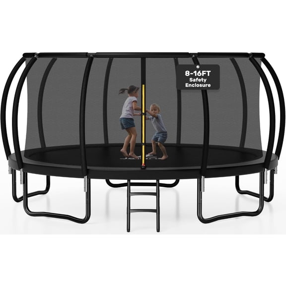 Forgemus Trampoline 16FT, Recreational Trampolines with Enclosure Net and Ladder, Outdoor Anti-Rust Trampolines for Kids and Adults