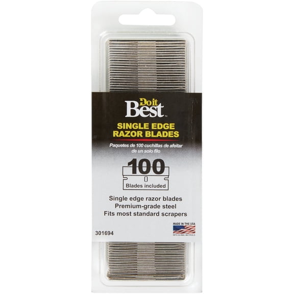 Allway SEB10 10-Pack of Single Edge Razor Blades w Plastic Dispenser - Quantity of 100