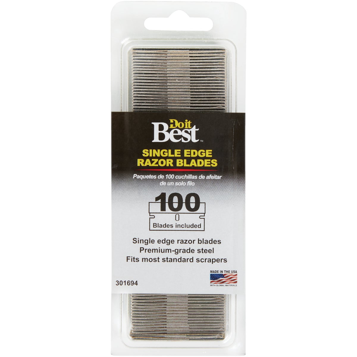 Allway SEB10 10-Pack of Single Edge Razor Blades w Plastic Dispenser - Quantity of 45